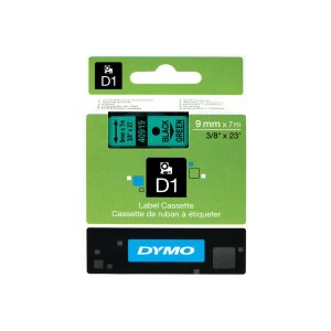 Dymo D1 Schriftband 9mm x 7m schwarz auf grün -...