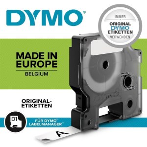 Dymo D1 - Glossy - black on red