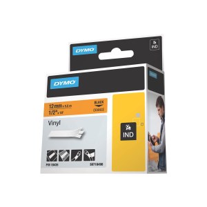 Dymo Self-adhesive - black on orange