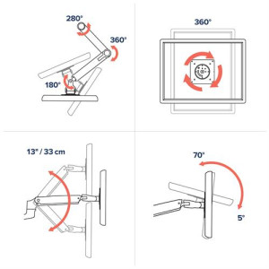 Ergotron LX Series 45-245-026 - Morsa/Bullone di ancoraggio - 18,1 kg - 68,6 cm (27") - 100 x 100 mm - Regolazione altezza - Argento