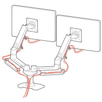 Ergotron LX Dual Side-by-Side Arm - Befestigungskit (Spannbefestigung für Tisch, Tischplattenbohrung, Stange, 2 Gelenkarme, 2 Erweiterungsklammern, T-Halterung, Basis)