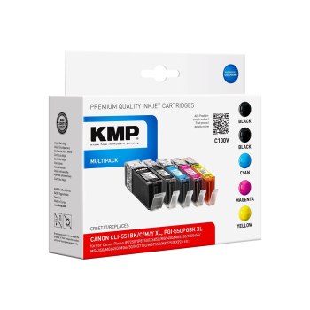 KMP C100V - Inchiostro a base di pigmento - Ciano - Magenta - Giallo - Canon - Multi pack - CANON PGI550PGBKXL (6431B001) - CANON CLI551CXL (6444B001) - CANON CLI551MXL (6445B001) - CANON... - 28 ml