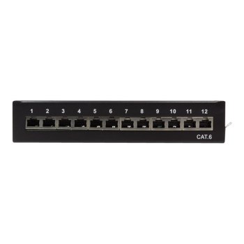 LogiLink - Patch Panel - geeignet für Wandmontage - RJ-45 X 12 - Schwarz, RAL 9005