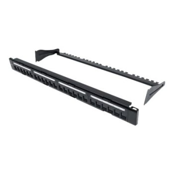 Intellinet Patch Panel, Blank, 1U, 24-Port, Black