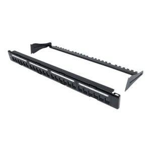 Intellinet Patch Panel, Blank, 1U, 24-Port, Black