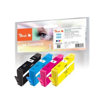 Peach Combi-Pack H934/H935 - 4er-Pack - S - Schwarz, Gelb, Cyan, Magenta - kompatibel - wiederaufbereitet - Tintenpatrone (Alternative zu: HP 935, HP 934)