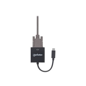 Manhattan USB-C to VGA Converter Cable, 1080p@60Hz, Black, 8cm, Male to Female, Lifetime Warranty, Blister - Videoadapter - USB-C männlich zu HD-15 (VGA)