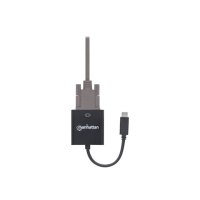 Manhattan USB-C to VGA Converter Cable, 1080p@60Hz, Black, 8cm, Male to Female, Lifetime Warranty, Blister - Videoadapter - 24 pin USB-C männlich zu HD-15 (VGA)