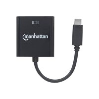 Manhattan USB-C to VGA Converter Cable, 1080p@60Hz, Black, 8cm, Male to Female, Lifetime Warranty, Blister - Videoadapter - 24 pin USB-C männlich zu HD-15 (VGA)