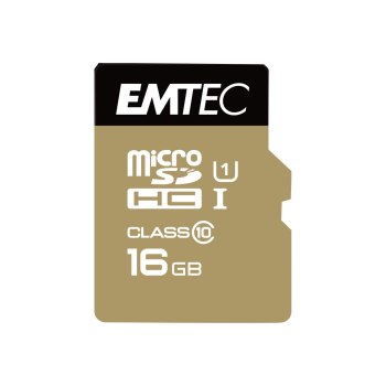 EMTEC microSD Class10 Gold+ 16GB - 16 GB - MicroSDHC - Classe 10 - 85 MB/s - 21 MB/s - Blu - Oro