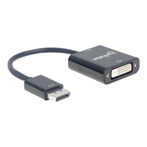 Manhattan DisplayPort 1.2a to DVI-D 24+1 Adapter Cable, 1080p@60Hz, 23cm, Male to Female, Active, Compatible with DVD-D, Black, Three Year Warranty, Polybag - Videoadapter - Dual Link - DisplayPort (M)