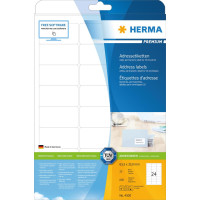 HERMA Premium - Selbstklebend - Mattes Weiß - 63.5 x 33.9 mm 600 Etikett(en) (25 Bogen x 24) Adressetiketten