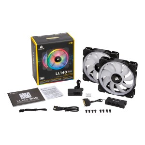 Corsair LL Series LL140 RGB Dual Light Loop - Gehäuselüfter - 140 mm - weiß, Blau, Gelb, Rot, grün, orange, violett - 14 cm (Packung mit 2)