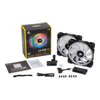 Corsair LL Series LL140 RGB Dual Light Loop - Gehäuselüfter - 140 mm - weiß, Blau, Gelb, Rot, grün, orange, violett - 14 cm (Packung mit 2)