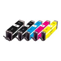 Peach Multi Pack - 5er-Pack - S - Schwarz, Gelb, Cyan, Magenta, Photo schwarz - kompatibel - Tintenpatrone (Alternative zu: Canon CLI-551, Canon PGI-550)