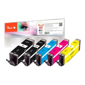 Peach Multi Pack - 5er-Pack - S - Schwarz, Gelb, Cyan, Magenta, Photo schwarz - kompatibel - wiederaufbereitet - Tintenpatrone (Alternative zu: Canon CLI-571, Canon PGI-570)