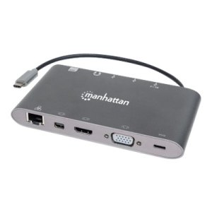 Manhattan USB-C Dock/Hub with Card Reader, Ports (x8):...