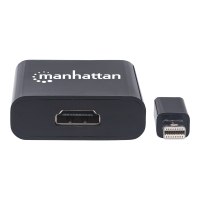 Manhattan Mini DisplayPort 1.2a to HDMI Adapter Cable, 4K@60Hz, Active, 19.5cm, Male to Female, Black, Three Year Warranty, Polybag