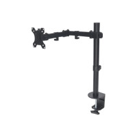 Manhattan TV & Monitor Mount, Desk, Full Motion, 1 screen, Screen Sizes: 10-27", Black, Clamp Assembly, VESA 75x75 to 100x100mm, Max 8kg, Lifetime Warranty