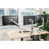 LogiLink - Befestigungskit - für 3 LCD-Anzeigen (einstellbarer Arm) - Aluminium - Bildschirmgröße: 33-81.3 cm (13"-32") - Tischmontage