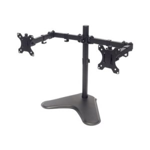 Manhattan TV & Monitor Mount, Desk, Double-Link Arms, 2 screens, Screen Sizes: 10-27", Black, Stand Assembly, Dual Screen, VESA 75x75 to 100x100mm, Max 8kg (each)