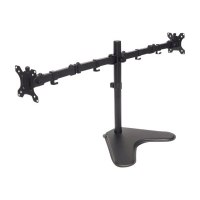 Manhattan TV & Monitor Mount, Desk, Double-Link Arms, 2 screens, Screen Sizes: 10-27", Black, Stand Assembly, Dual Screen, VESA 75x75 to 100x100mm, Max 8kg (each), Lifetime Warranty