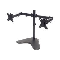 Manhattan TV & Monitor Mount, Desk, Double-Link Arms, 2 screens, Screen Sizes: 10-27", Black, Stand Assembly, Dual Screen, VESA 75x75 to 100x100mm, Max 8kg (each), Lifetime Warranty