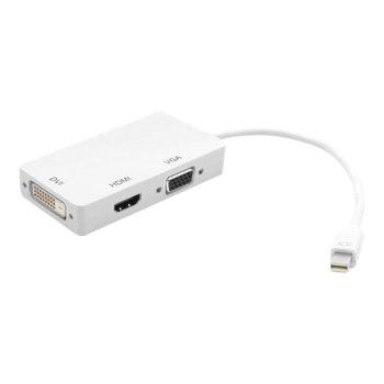 Techly IADAP-MDP-COMBOF12 - 0,15 m - Thunderbolt - HDMI - DVI - VGA - 5,4 Gbit/s - Bianco - 1 pezzo(i)