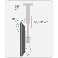 TECHly - Befestigungskit (Deckenmontage, Montageklammer, Teleskopstange) - für Flachbildschirm - Stahl - Schwarz - Bildschirmgröße: 94-178 cm (37"-70") - Deckenmontage