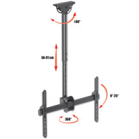 TECHly - Befestigungskit (Deckenmontage, Montageklammer, Teleskopstange) - für Flachbildschirm - Stahl - Schwarz - Bildschirmgröße: 94-178 cm (37"-70") - Deckenmontage