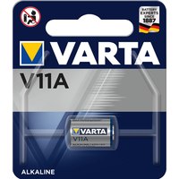 Varta V11A. Akku-/Batterietyp: Einwegbatterie, Akku-/Batterietechnologie: Alkali, Akku-/Batteriespannung: 6 V. Höhe: 16,5 mm, Durchmesser: 1,02 cm, Gewicht: 4 g. Verpackungsart: Sichtverpackung. Batterie Formfaktor: Zylindrische