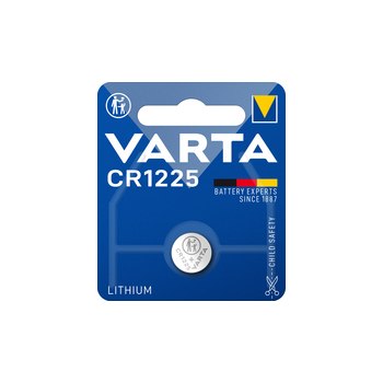 Varta CR1225. Akku-/Batterietyp: Einwegbatterie, Batteriegröße(n): CR1225, Akku-/Batterietechnologie: Lithium. Höhe: 2,5 mm, Durchmesser: 1,25 cm, Gewicht: 0,9 g. Verpackungsart: Sichtverpackung. Batterie Formfaktor: Knopf/Münze