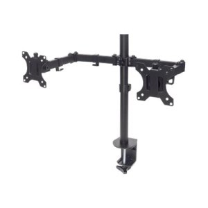 Manhattan TV & Monitor Mount, Desk, Full Motion, 2 Screens, Screen Sizes: 10-27", Black, Clamp Assembly, Dual Screen, VESA 75x75 to 100x100mm, Max 8kg (each), Lifetime Warranty - Befestigungskit - für 2 LCD-Displays - Stahl - Schwarz - Bildschirmgröße: 33