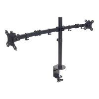 Manhattan TV & Monitor Mount, Desk, Full Motion, 2 Screens, Screen Sizes: 10-27", Black, Clamp Assembly, Dual Screen, VESA 75x75 to 100x100mm, Max 8kg (each), Lifetime Warranty - Befestigungskit - für 2 LCD-Displays - Stahl - Schwarz - Bildschirmgröße: 33