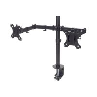 Manhattan TV & Monitor Mount, Desk, Full Motion, 2 Screens, Screen Sizes: 10-27", Black, Clamp Assembly, Dual Screen, VESA 75x75 to 100x100mm, Max 8kg (each), Lifetime Warranty