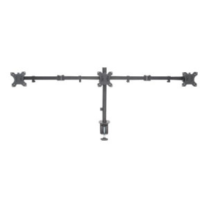 Manhattan TV & Monitor Mount, Desk, Double-Link Arms, 3 screens, Screen Sizes: 10-27", Black, Clamp Assembly, Triple Screen, VESA 75x75 to 100x100mm, Max 7kg (each), Lifetime Warranty