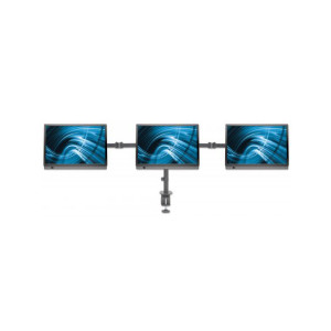 Manhattan TV & Monitor Mount, Desk, Double-Link Arms, 3 screens, Screen Sizes: 10-27", Black, Clamp Assembly, Triple Screen, VESA 75x75 to 100x100mm, Max 7kg (each), Lifetime Warranty - Befestigungskit (C-Klammer, Schrauben, doppelstrebiger Schwenkarm, Rä