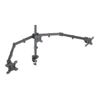 Manhattan TV & Monitor Mount, Desk, Double-Link Arms, 3 screens, Screen Sizes: 10-27", Black, Clamp Assembly, Triple Screen, VESA 75x75 to 100x100mm, Max 7kg (each), Lifetime Warranty