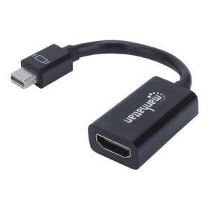 Manhattan Mini DisplayPort 1.2 to HDMI Adapter Cable, 1080p@60Hz, 12cm, Male to Female, Black, Three Year Warranty, Polybag