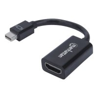 Manhattan Mini DisplayPort 1.2 to HDMI Adapter Cable, 1080p@60Hz, 12cm, Male to Female, Black, Three Year Warranty, Polybag