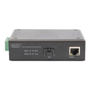 DIGITUS Industrial Gigabit PoE Media Converter PSE, RJ45,...