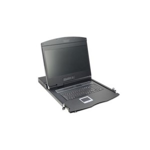 DIGITUS Modular console with 19" TFT (48,3cm), 16-port KVM & Touchpad, german keyboard