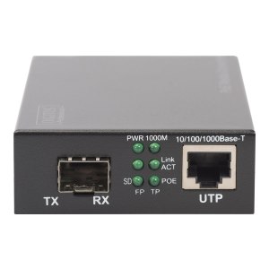 DIGITUS Gigabit PoE media converter, RJ45 / SFP, PSE