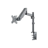 Manhattan TV & Monitor Mount, Desk, Full Motion (Gas Spring), 1 screen, Screen Sizes: 10-27", Black, Clamp or Grommet Assembly,VESA 75x75 to 100x100mm, Max 8kg, Lifetime Warranty