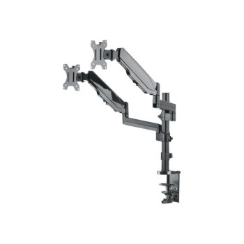 Manhattan TV & Monitor Mount, Desk, Full Motion (Gas Spring), 2 screens, Screen Sizes: 10-27", Black, Clamp or Grommet Assembly, Dual Screen, VESA 75x75 to 100x100mm, Max 8kg (each), Lifetime Warranty - Befestigungskit (Spannbefestigung für Tisch, Dual-Sc