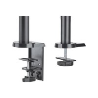 Manhattan TV & Monitor Mount, Desk, Full Motion (Gas Spring), 2 screens, Screen Sizes: 10-27", Black, Clamp or Grommet Assembly, Dual Screen, VESA 75x75 to 100x100mm, Max 8kg (each), Lifetime Warranty