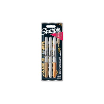 Sharpie Metallic Marker Permanent F 3 Stk Gold Silber Bronze Blister