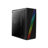 AeroCool Streak - Tower - ATX - Seitenteil mit Fenster (Acryl) - keine Spannungsversorgung (ATX) - Schwarz - USB/Audio