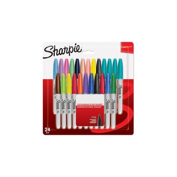 Sharpie Electro Pop - Marker - permanent - für Metall, Plastik - verschiedene Farben - fein (Packung mit 24)