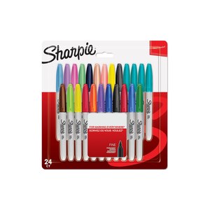 Sharpie Electro Pop - Marker - permanent - für Metall, Plastik - verschiedene Farben - fein (Packung mit 24)